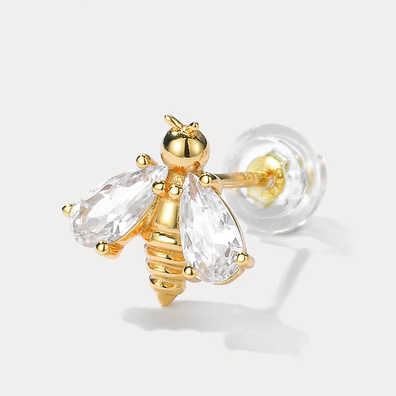 Diamond Bee Stud Earrings