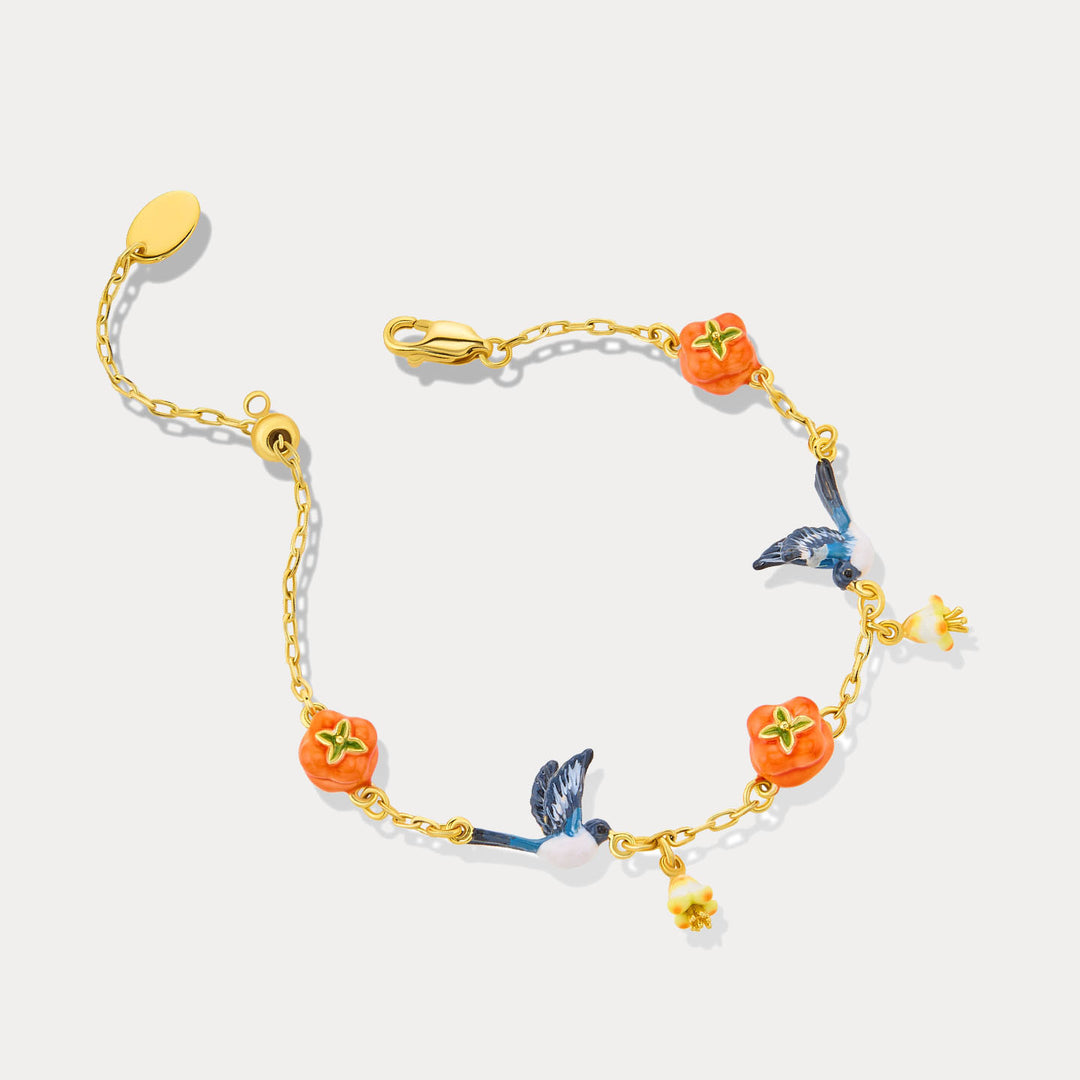 Enamel Magpie & Persimmon Bracelet 