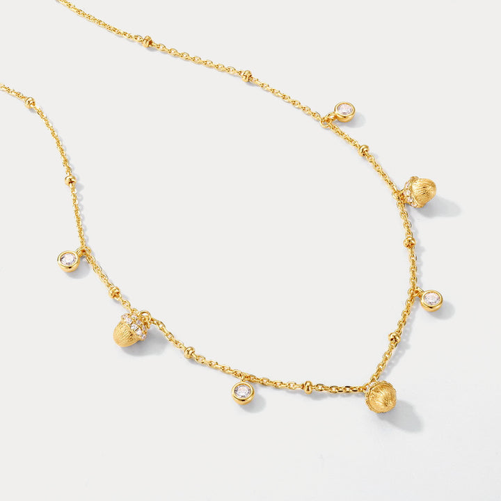 Gold Pinecone Charm Necklace