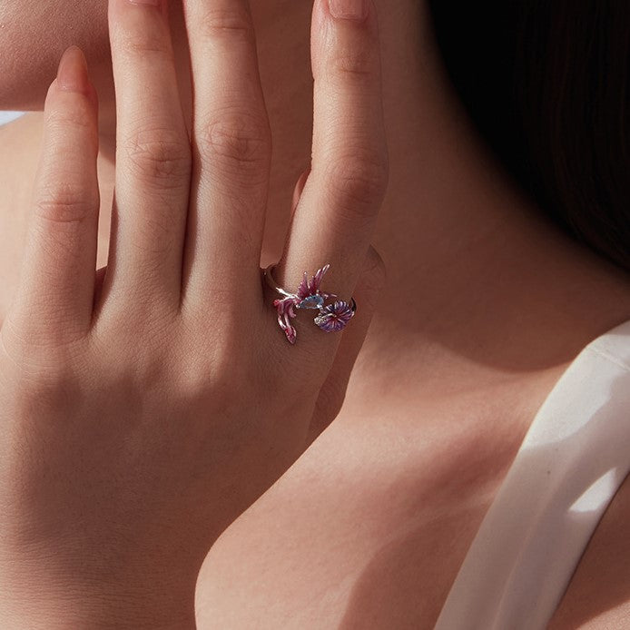 Silver Hummingbird Ring