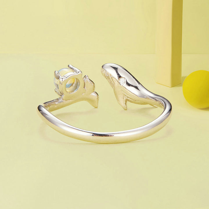 Whale Moonstone Ring