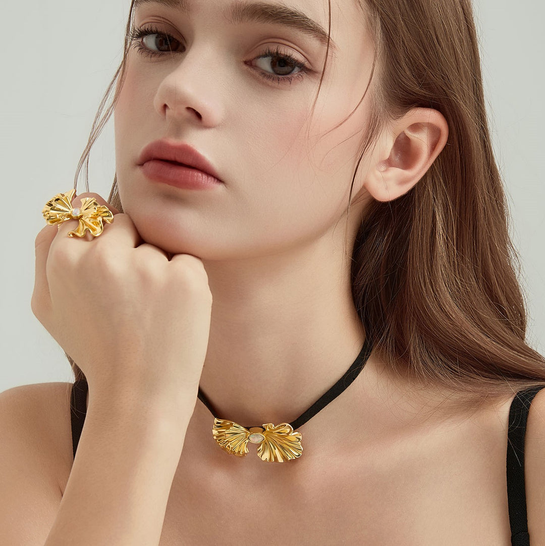 Ginkgo leaf Opal Choker Gift For Her