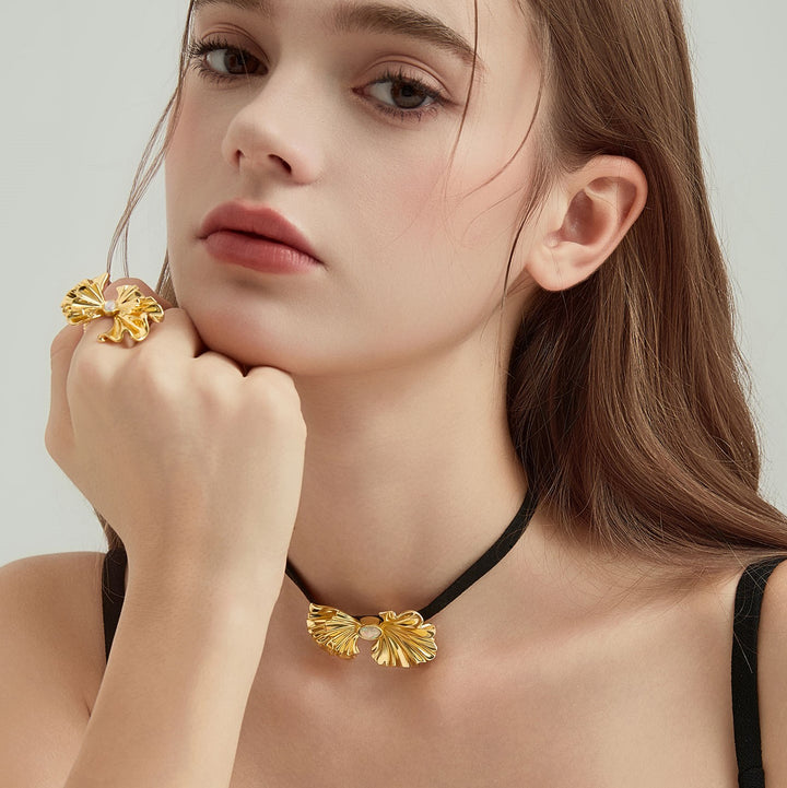 Ginkgo leaf Opal Choker Gift For Her