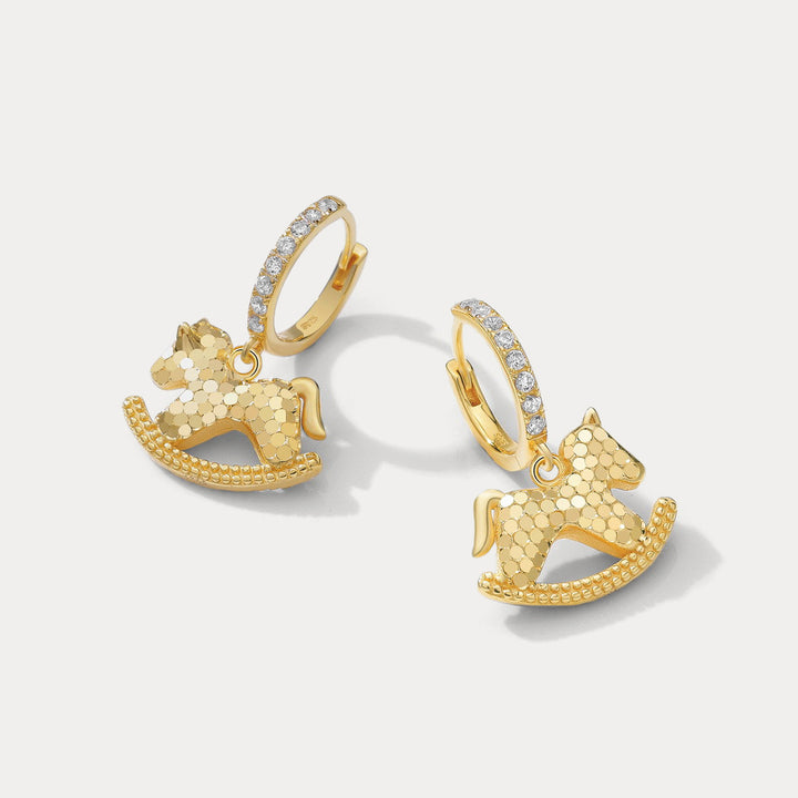 Rocking Horse Hoop Earrings Gift for Women