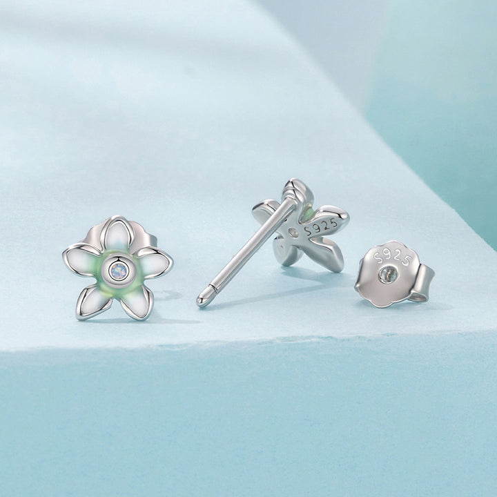 Green Flower Stud Earrings Gift For Her