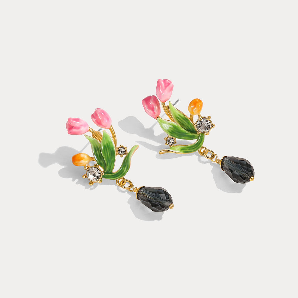 Enamel Tulip Earrings