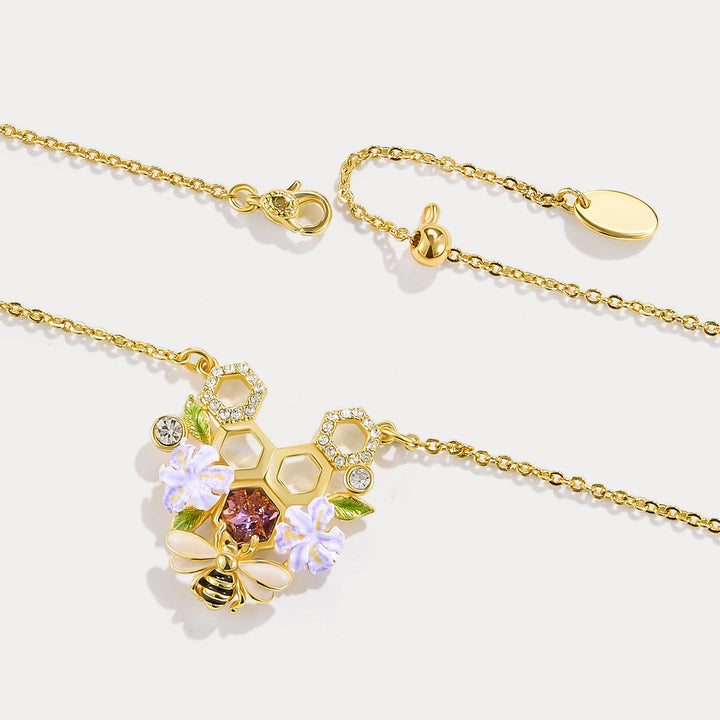 Iris Flower Bee Necklace Gift