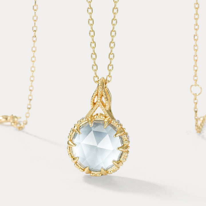 Round Topaz Pendant Necklace Gift For Her