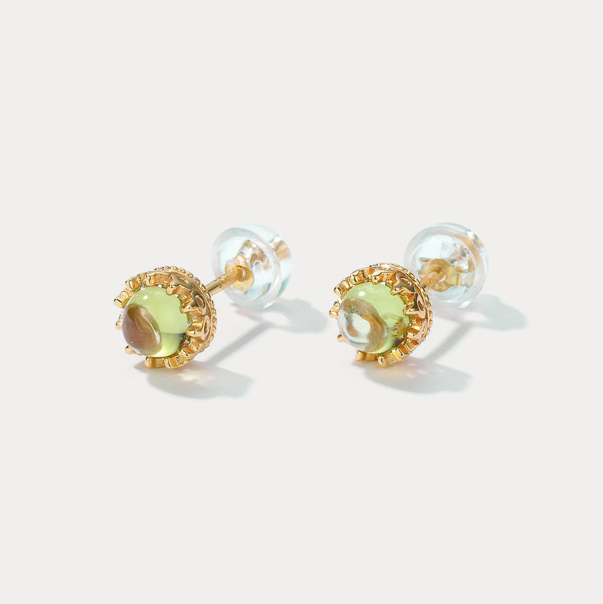 Round Peridot Stud Earrings