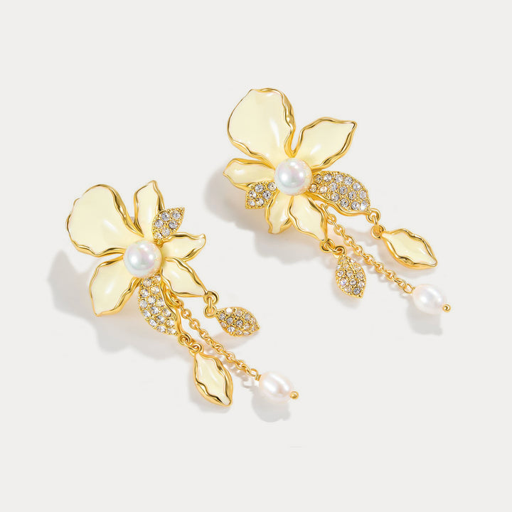 Iris Pearl Drop Earrings Gift