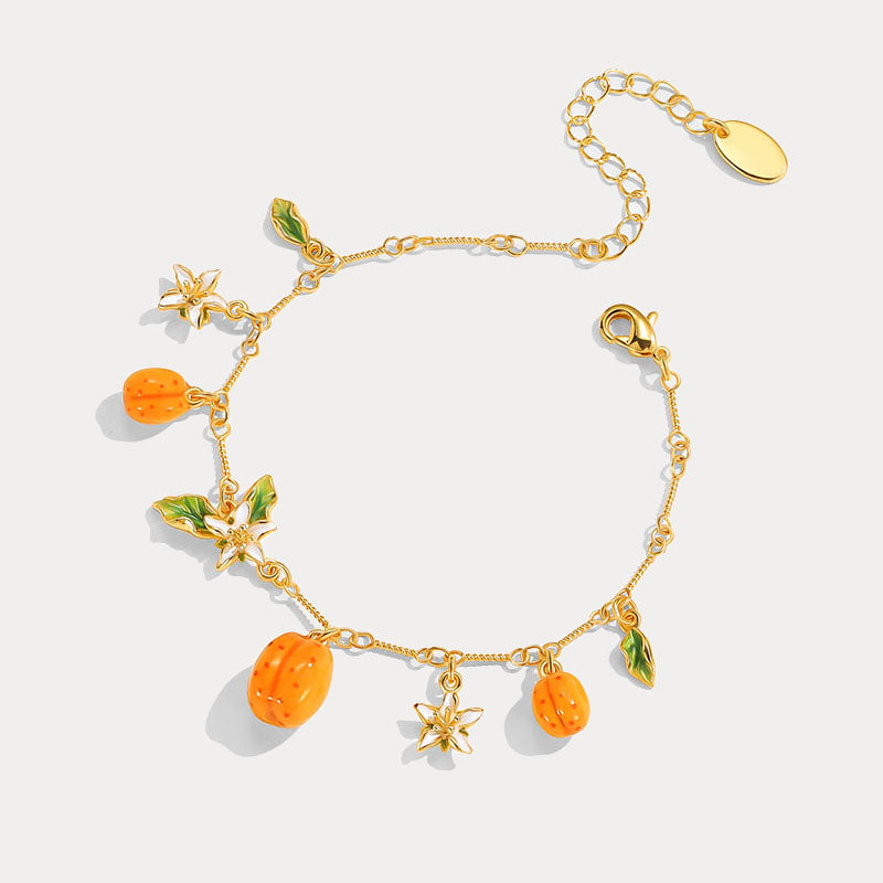 Selenichast Golden Plum Flower Bracelet