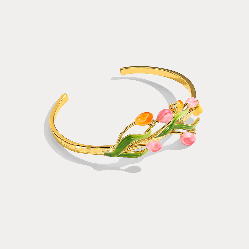 Selenichast Enamel Tulip Cuff Bracelet