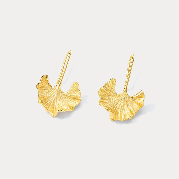 Golden Ginkgo Leaf Earrings