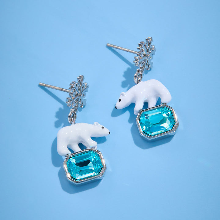 Cute Snowflake Polar Bear Earrings