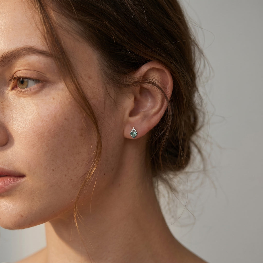 Moss Agate Heart Earrings