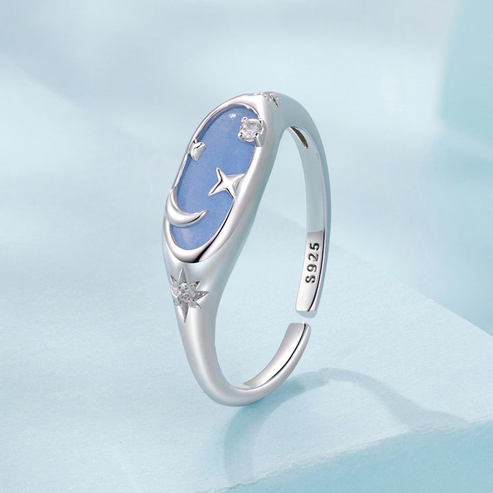 Moon and Star Nightstone Ring Gift For Her