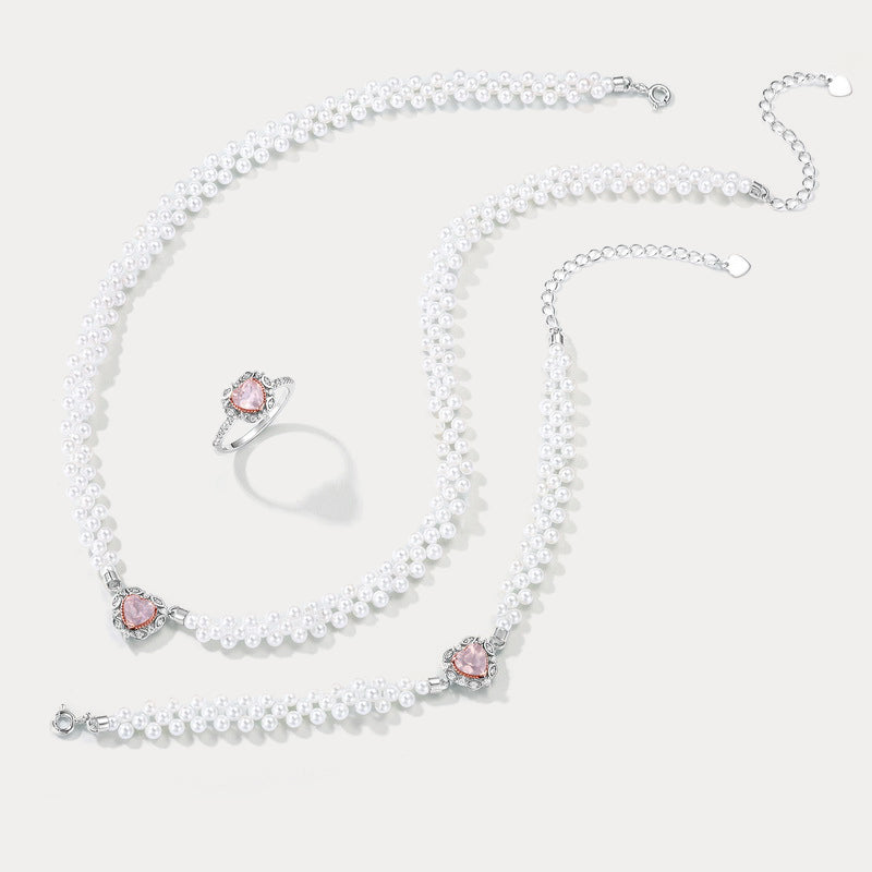 Pink Crystal and Pearl Set