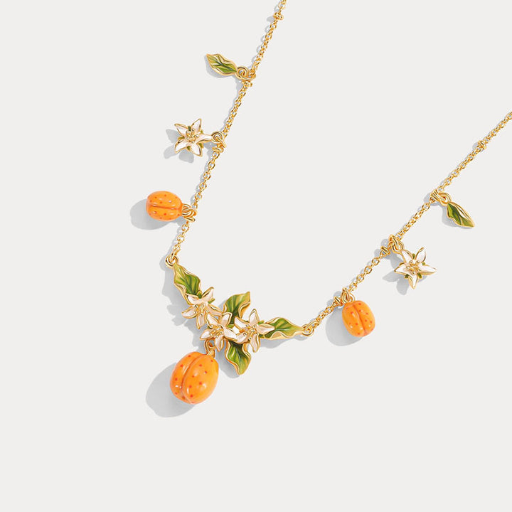 Golden Plum Blossom Multi- Charm Necklace