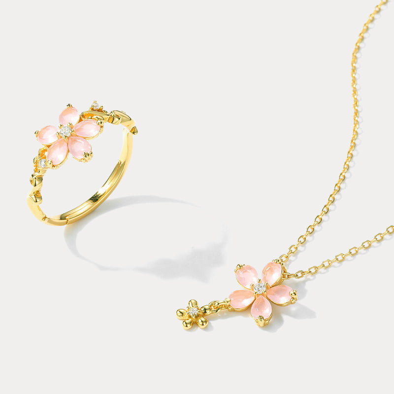 Cherry Blossom Necklace and Diamond Ring