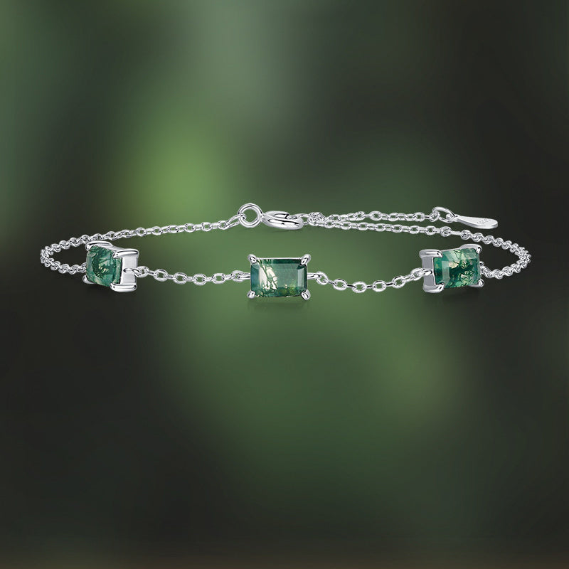 Bracelet en argent de la mousse d'agate