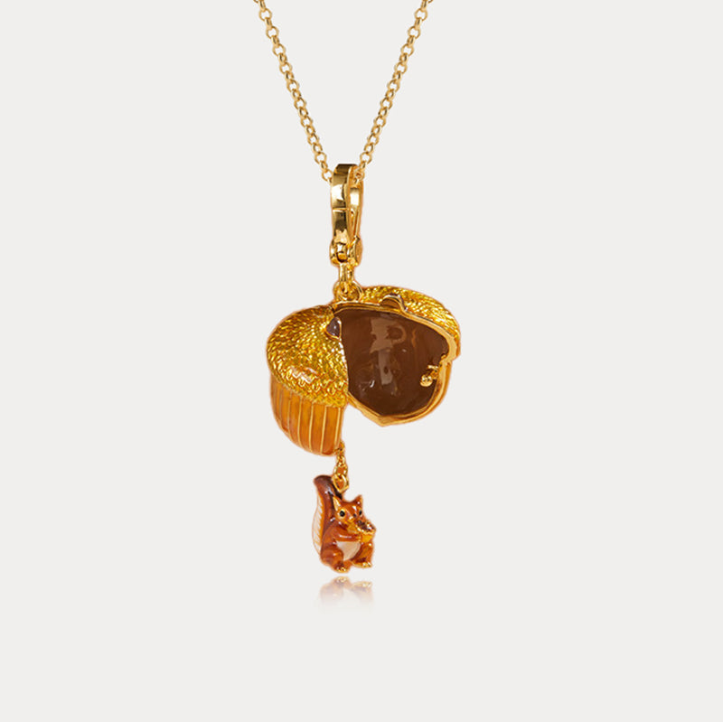 Selenichast Squirrel with Acorn Locket Necklace
