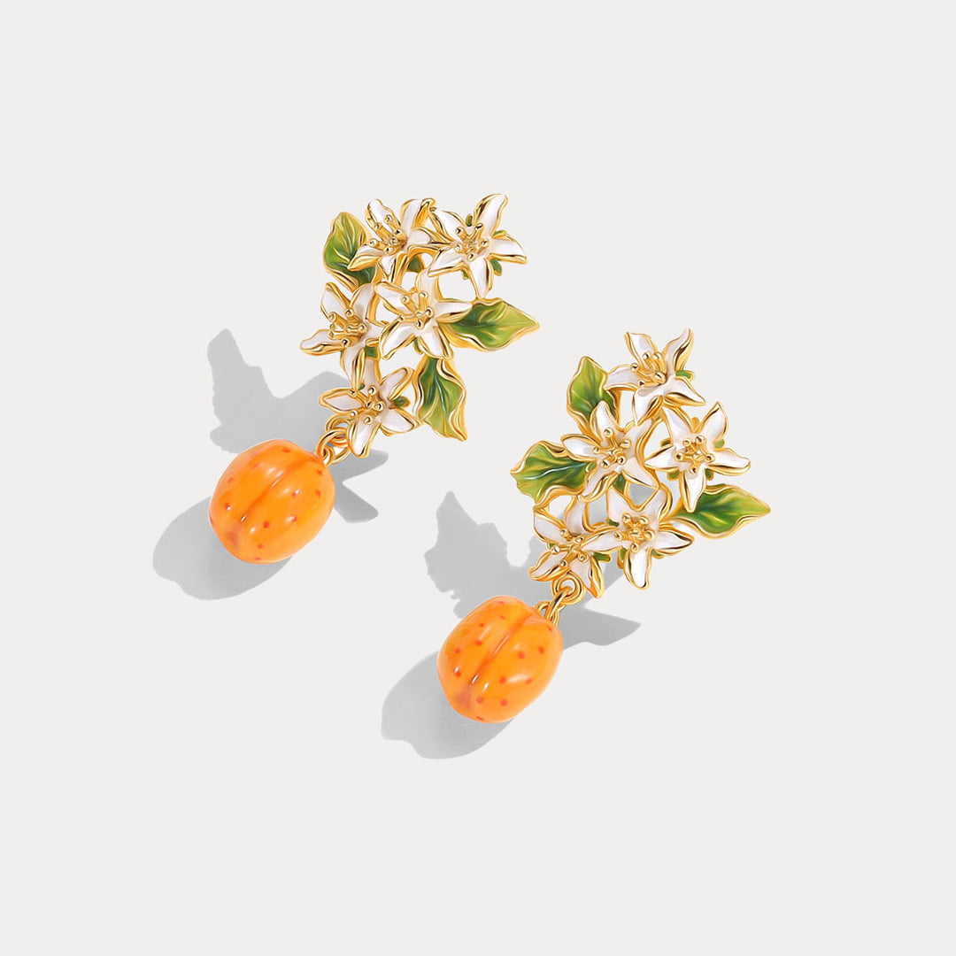 Selenichast Golden Plum Blossom Earrings