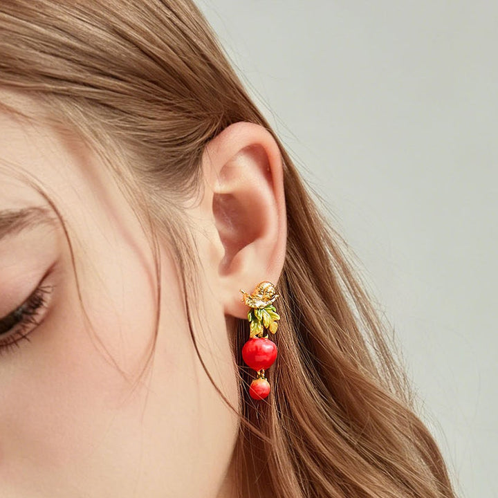 Selenichast Tomato & Snail Earrings 18K Gold Jewelry