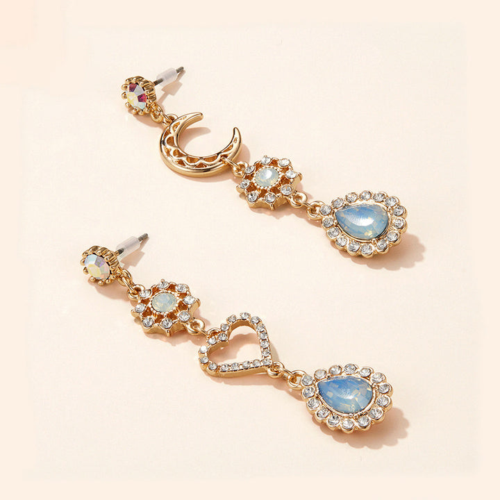 Heart and Moon Teardrop Earrings