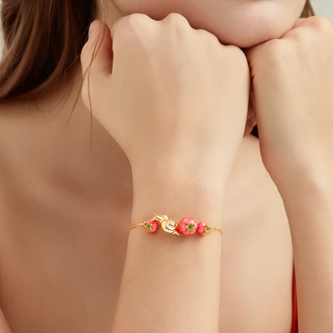 Selenichast Tomato & Snail Bracelet Enamel Jewelry