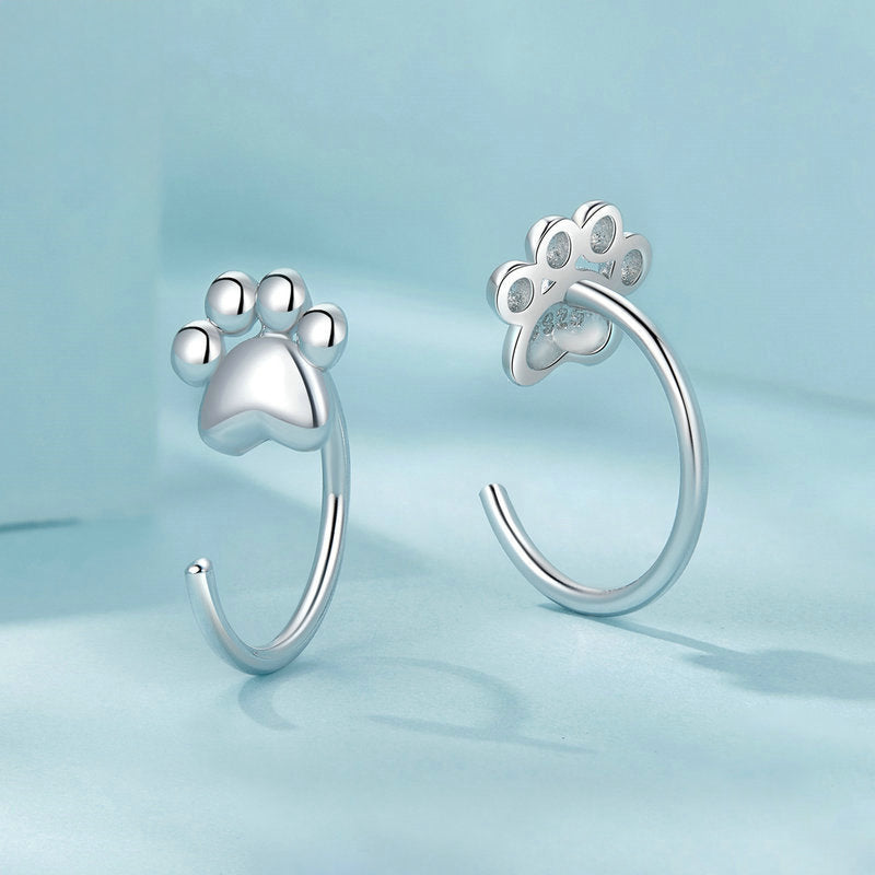 Silver Paw Earrings