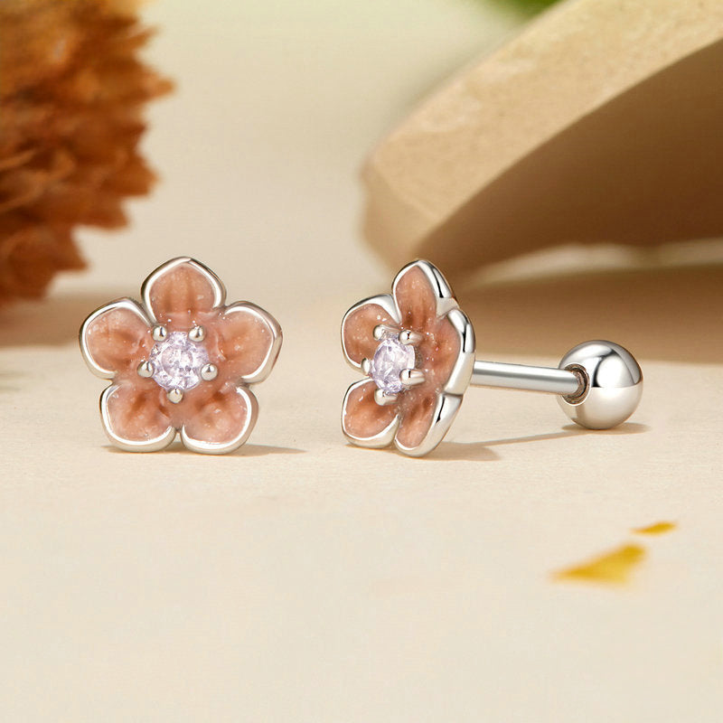 Silver Sakura Stud Earrings Gift