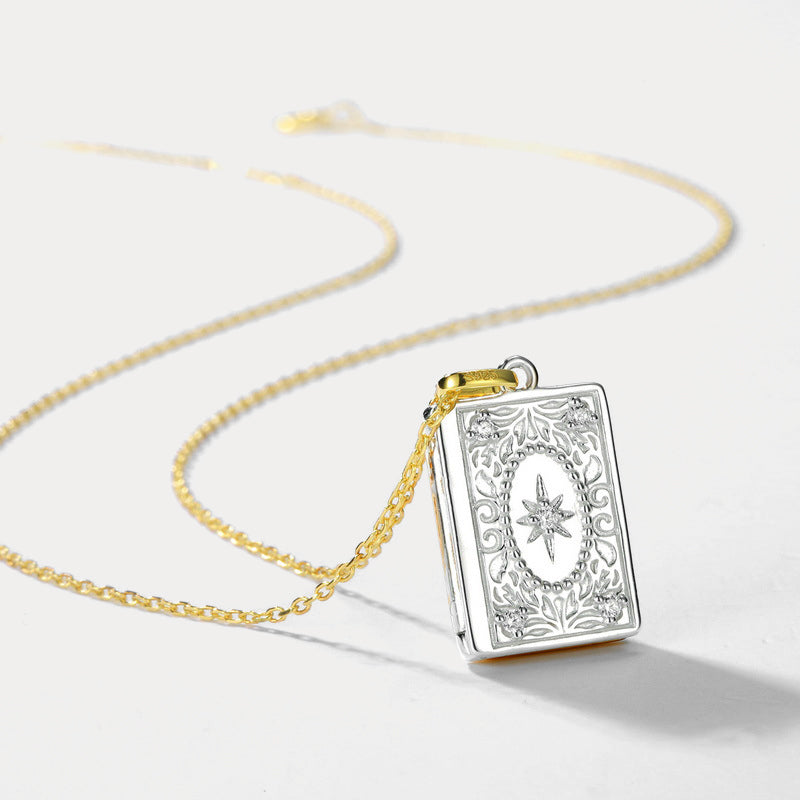 Gold and Silver Book Locket Necklace