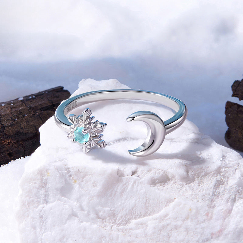 Snowflake Moon Ring Gift
