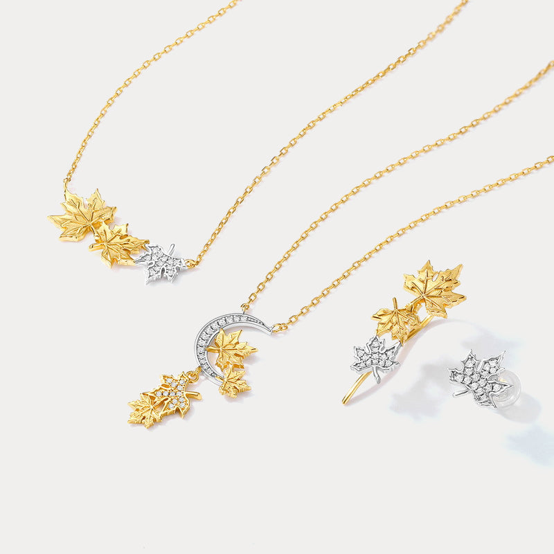 Maple Leaves Diamond Jewelry Set