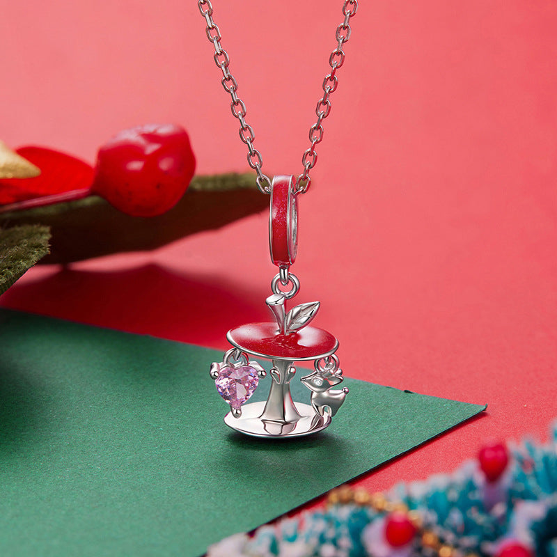 Selenichast Christmas Apple Core Reindeer Necklace