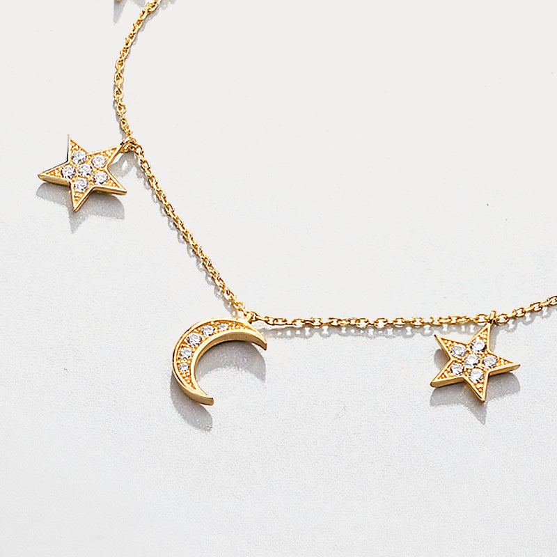 Selenichast Moon and Star Charm Necklace