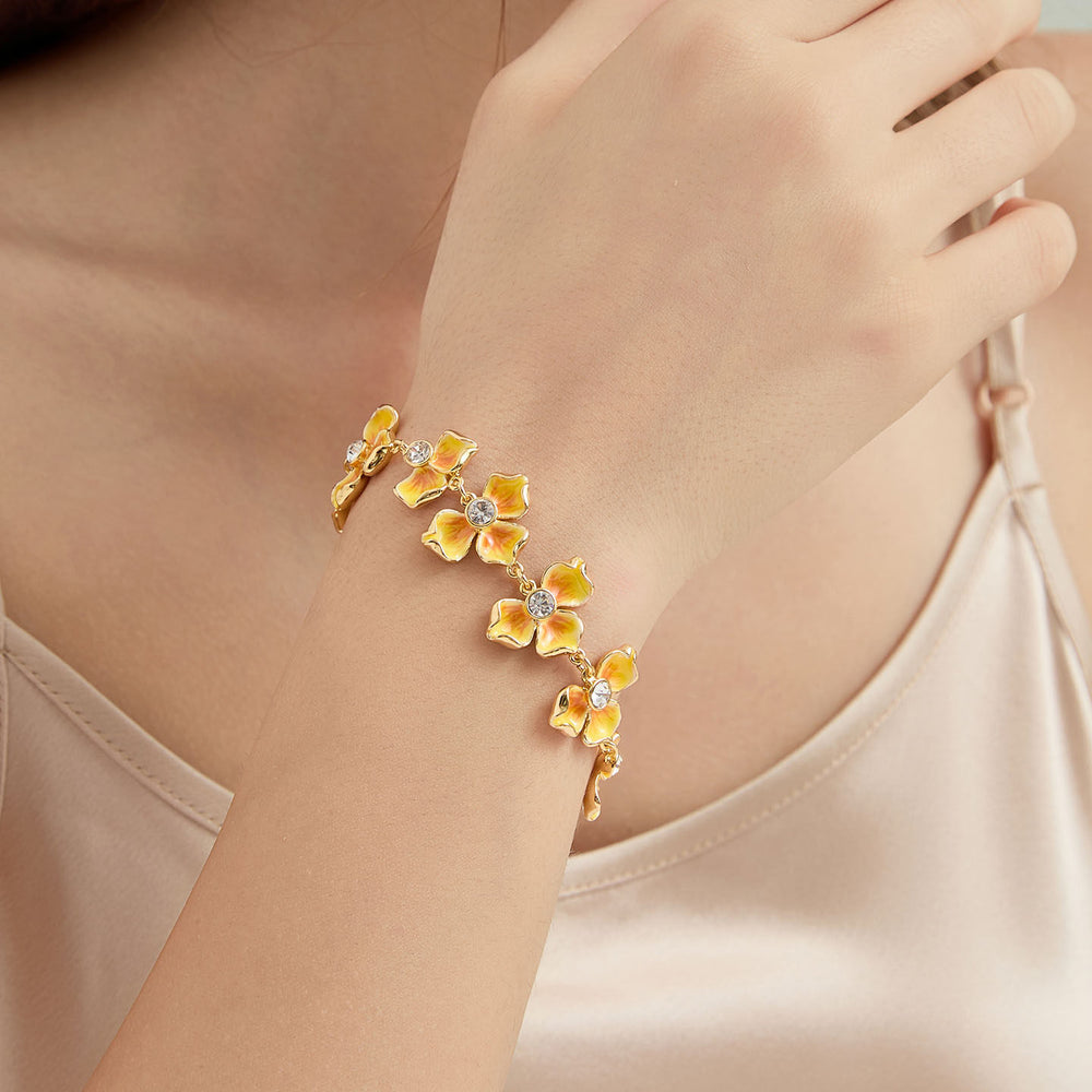 Selenichast Gold Flower Bracelet 18K Gold Jewelry