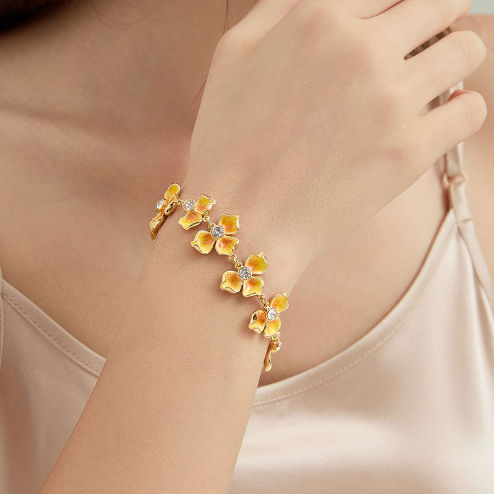 Selenichast Gold Flower Bracelet 18K Gold Jewelry