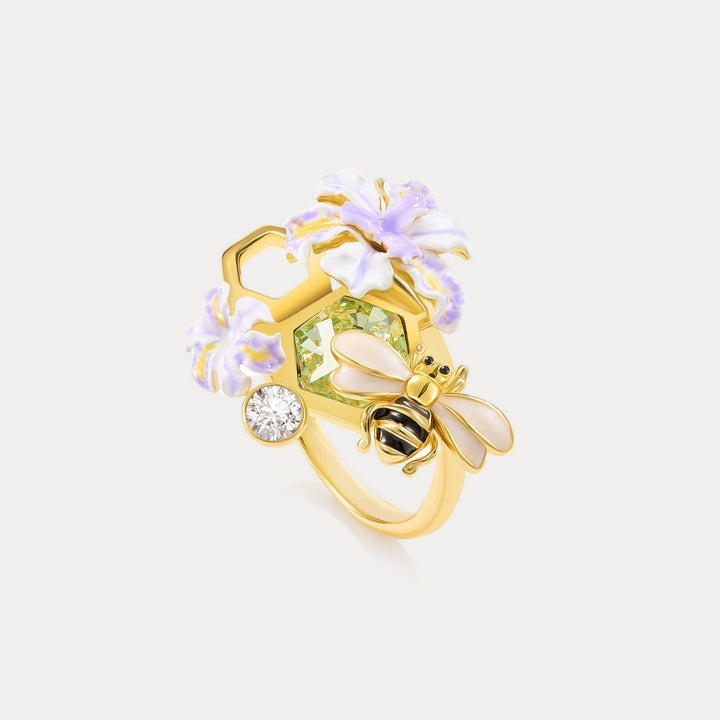 Selenichast Iris Flower Bee Ring