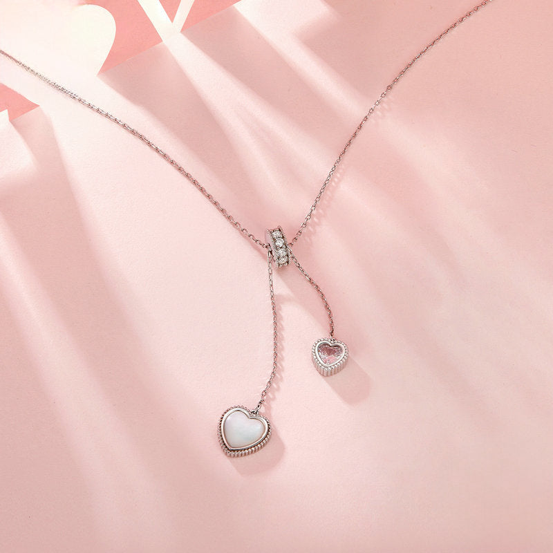 Silver Heart Mother of Pearl Necklace