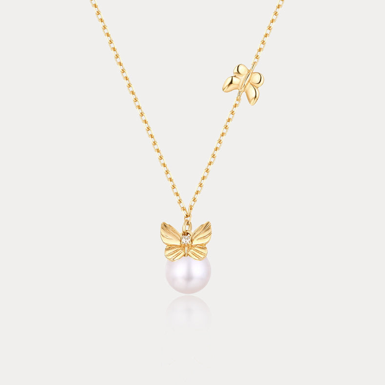 Selenichast Dream Catching Butterfly Pearl Necklace