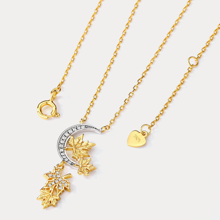 Autumn Leaves Moon Gold Necklace
