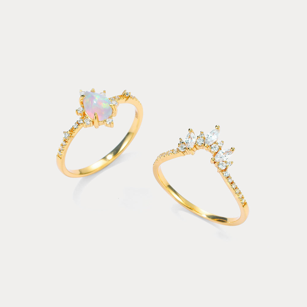 Opal Crown Vintage Ring Gift for Wife