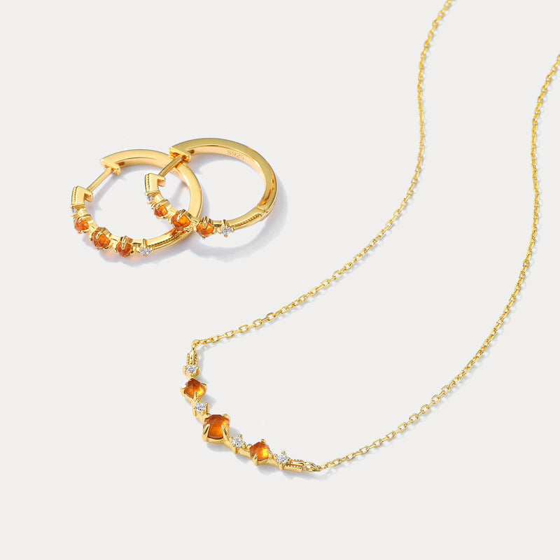 Garnet Smile Necklace Jewelry Set