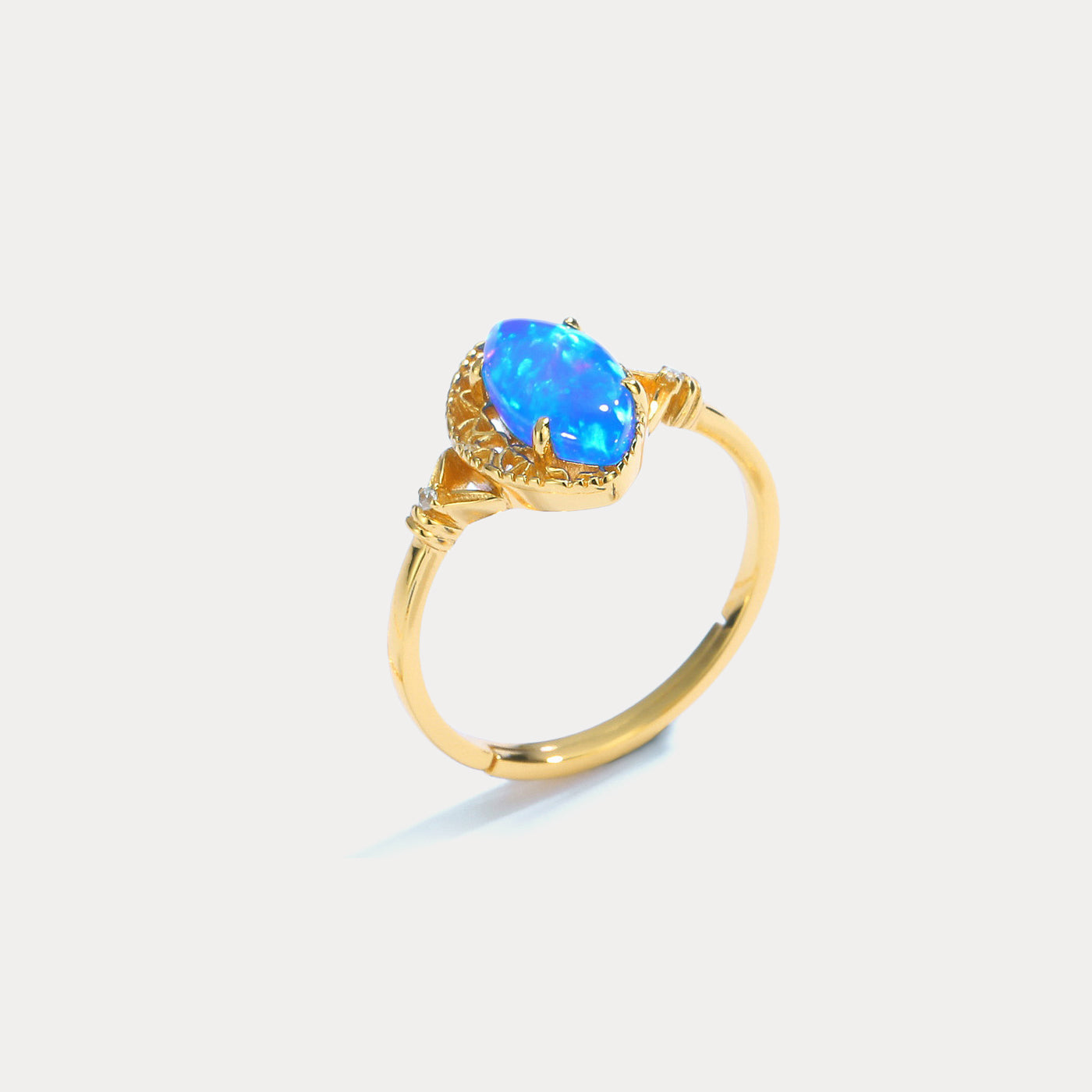 Blue Opal Diamond Ring