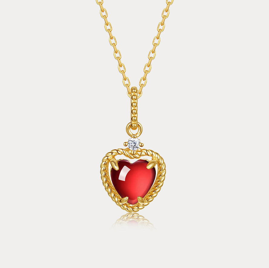 Selenichast Garnet Heart Pendant Necklace