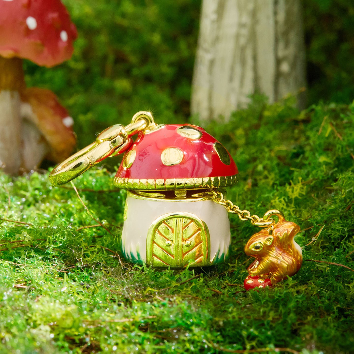 Squirrel Mushroom  Necklace