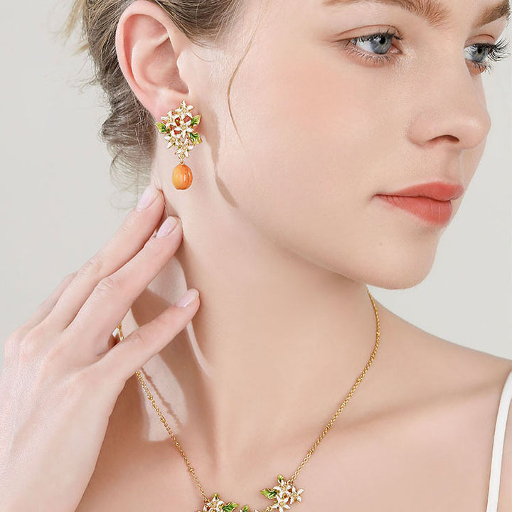 Golden Plum Blossom Earrings