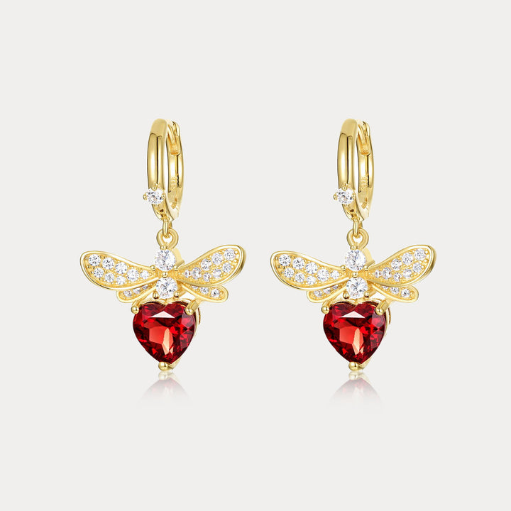 Selenichast Garnet Honeybee Earrings