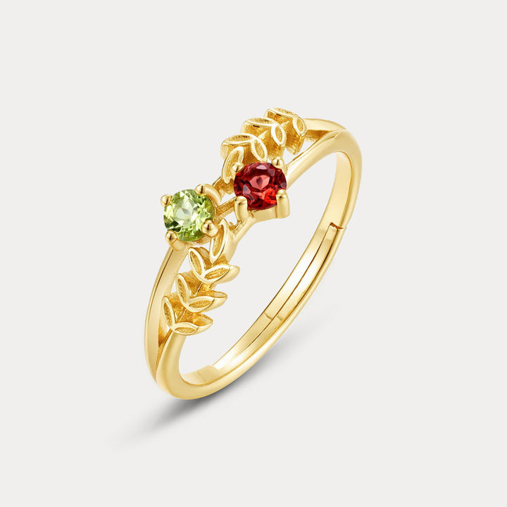 Selenichast Garnet and Peridot Branch Ring 